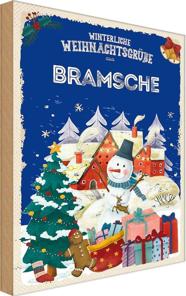 vianmo Holzschild 18x12 cm Weihnachtsgrüße BRAMSCHE Weihnachten