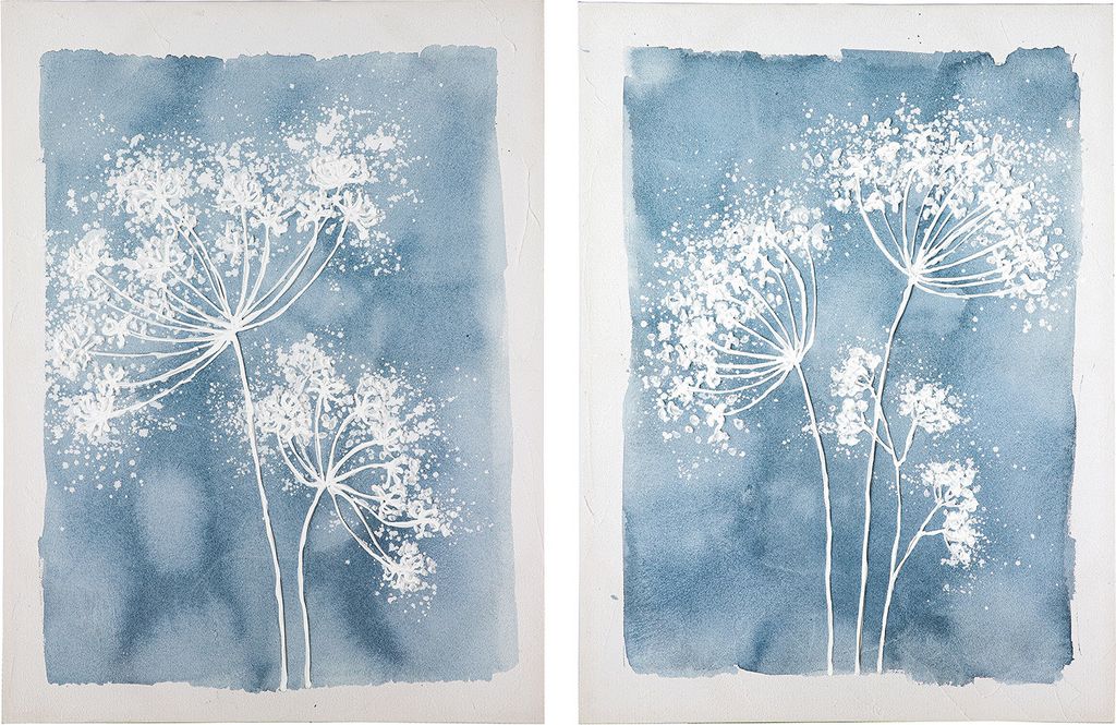 Gilde Bild, rechteckig, "Pusteblume", Pusteblumenmotiv, Leinwand, Kiefernholz, blau, L. 2.6 cm, B. 60 cm, H. 80 cm 38357 4063387383575 2 Stück (2-...