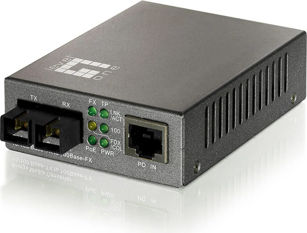 Convertisseur LevelOne FVT-0104TXFC 10/100TX vers 100FX SC SM PoE