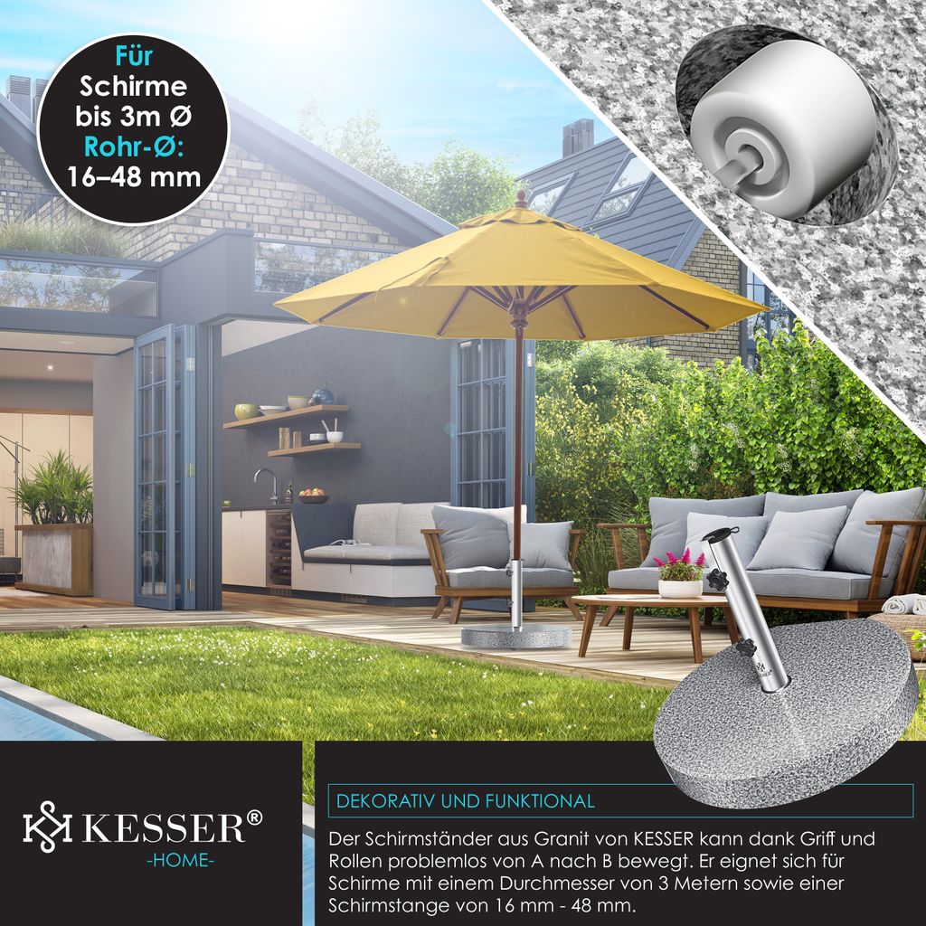 KESSER® Granit Sonnenschirmständer mit Edelstahlrohr, Produktbild 5