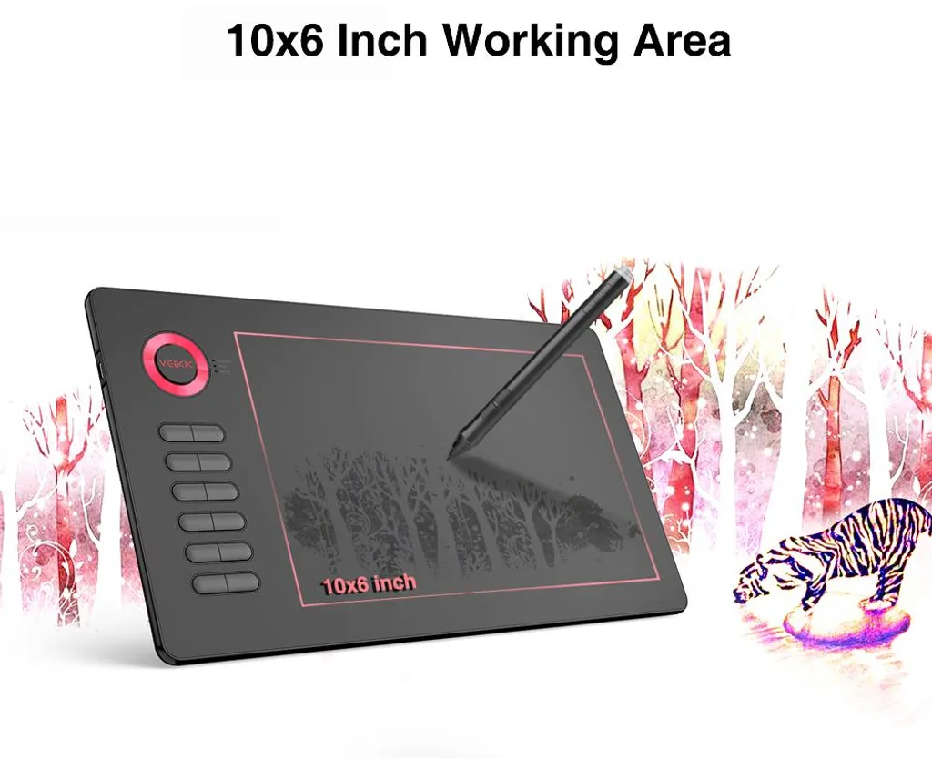 Tablette graphique VEIKK A15 - Surface 10x6 pouces et 8192 niveaux