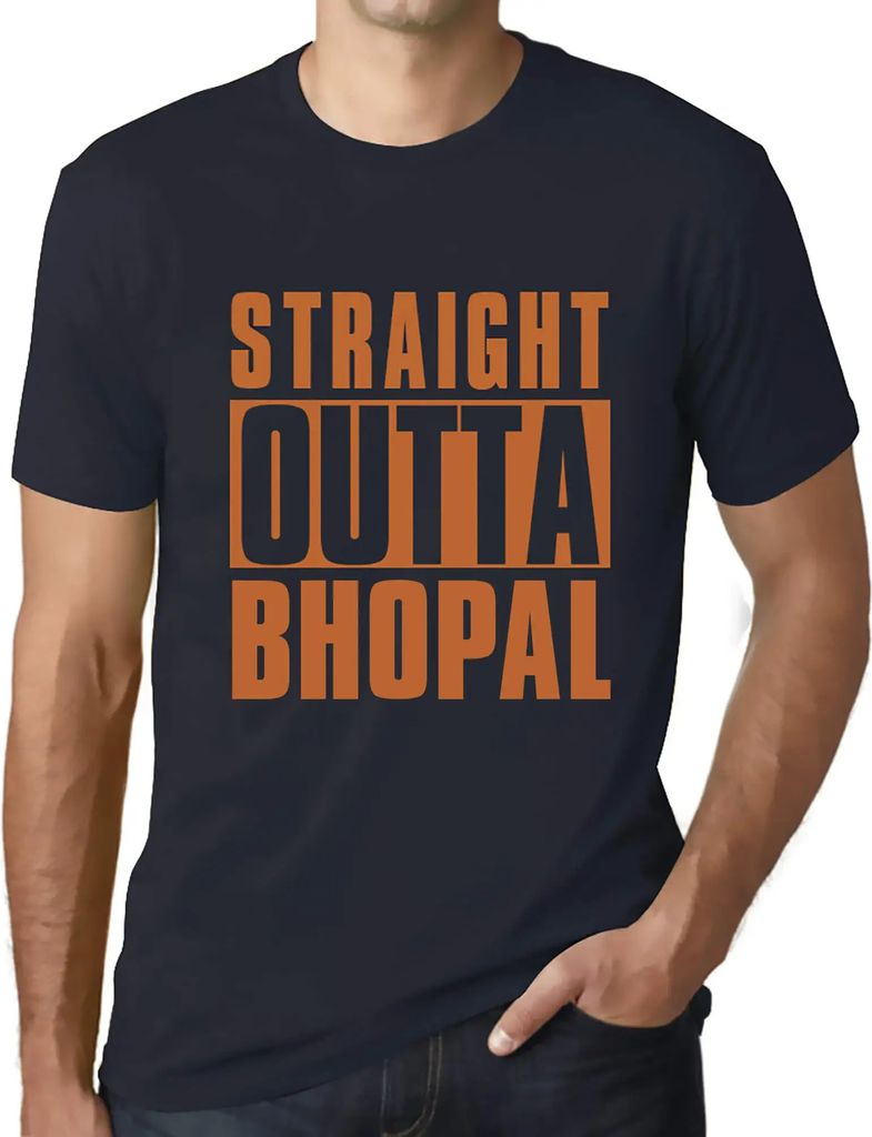 Herren Grafik T-Shirt Straight Outta Bhopal Öko-Verantwortlich Vintage Jahrgang Kurzarm Lustige Druck Geburtstag Geschenk Mann