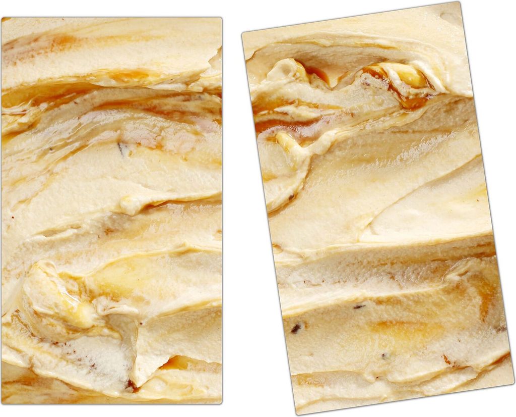 Spritzschutz Herdabdeckplatte Schneidebrett aus Glas Karamell Eiscreme 2-Teilig (60x52cm)