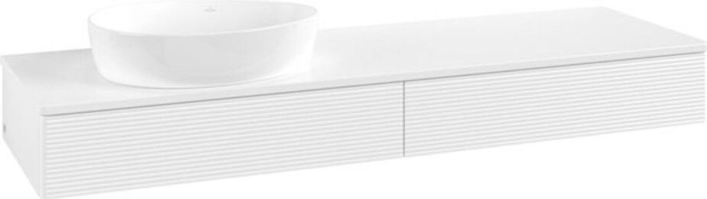V&B Waschtischunterschrank mit Frontstruktur Antao 160x50cm, WBP-farbe Lac, wh. m lacquer