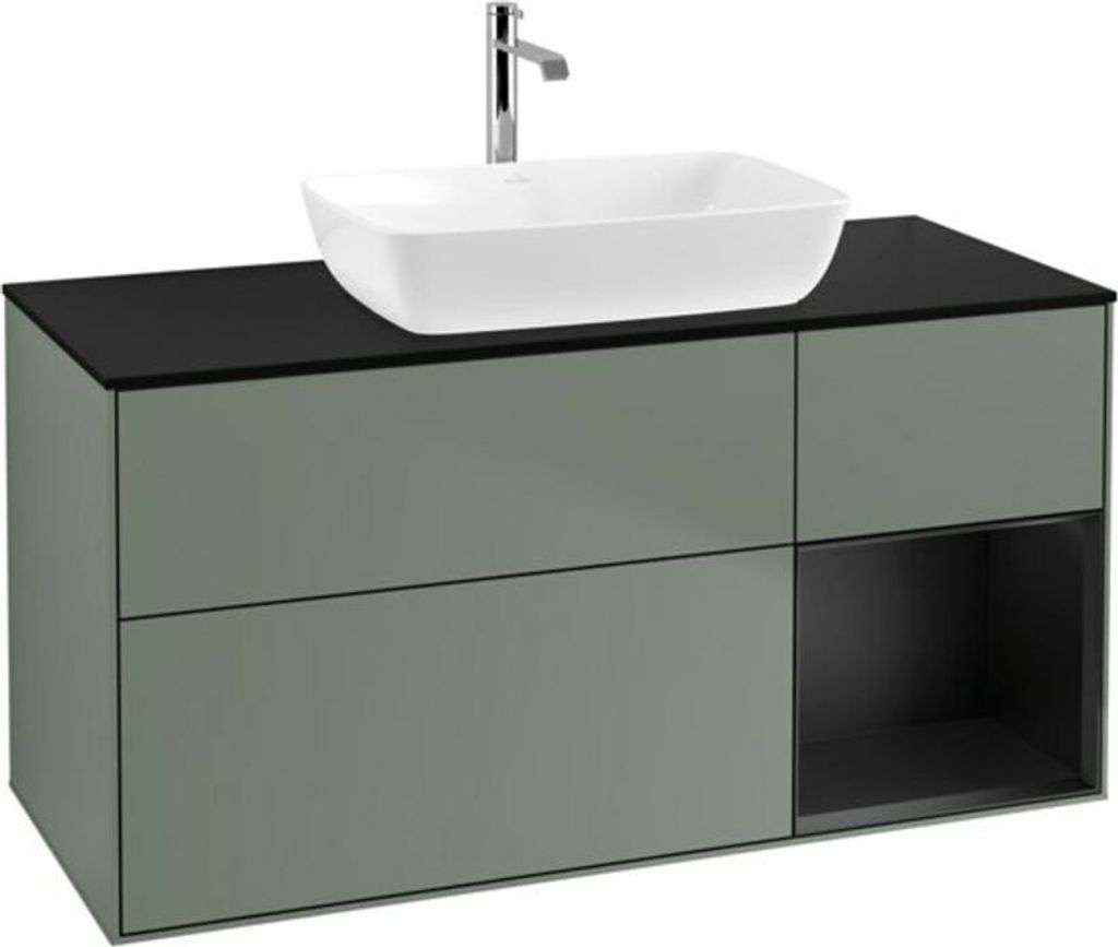 V&B Waschtischunterschrank Wandbeleuchtung Finion 120cm, Pl b m, Reg bla m Lac, Oli. m Lac