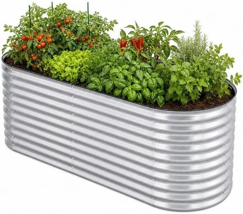 HomeLuxWorld Hochbeet Metall 160x80x80 cm Silber verzinkter Produktbild 