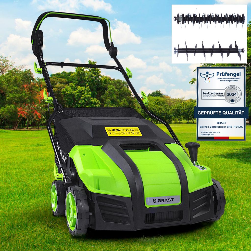BRAST Vertikutierer Elektro Rasenlüfter 2000 Watt Kombi Gerät Moosentferner