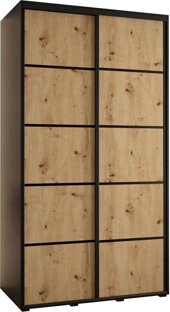 MEBLE KRYSPOL Davos 4 Schrank, zwei Türen - 235,2x140x60 cm - Schwarz Artisan Schwarz