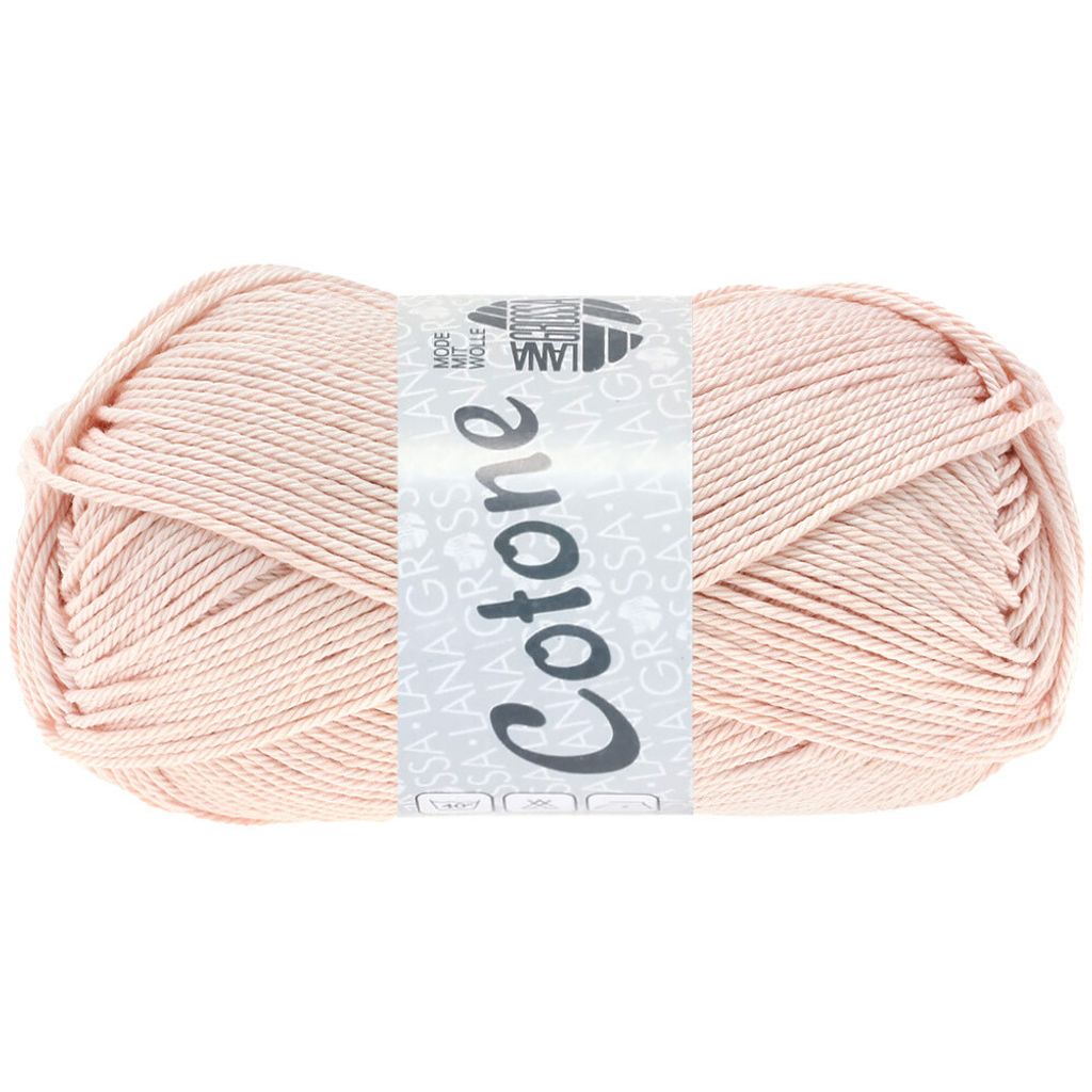 A ball of pink yarn with a label.