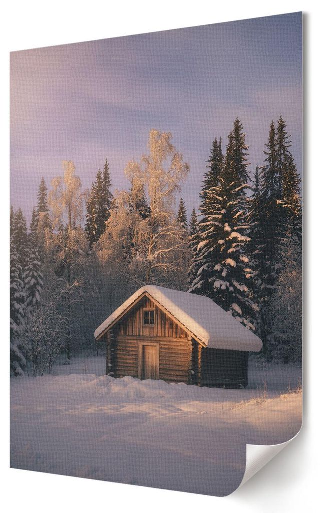 Winterhütte- Kunstdruck A4 - Klassisch, rustikal, romantisch, ausdrucksstark, minimalistisch- Wandbild für Wohnzimmer Schlafzimmer & Flur, Modern...