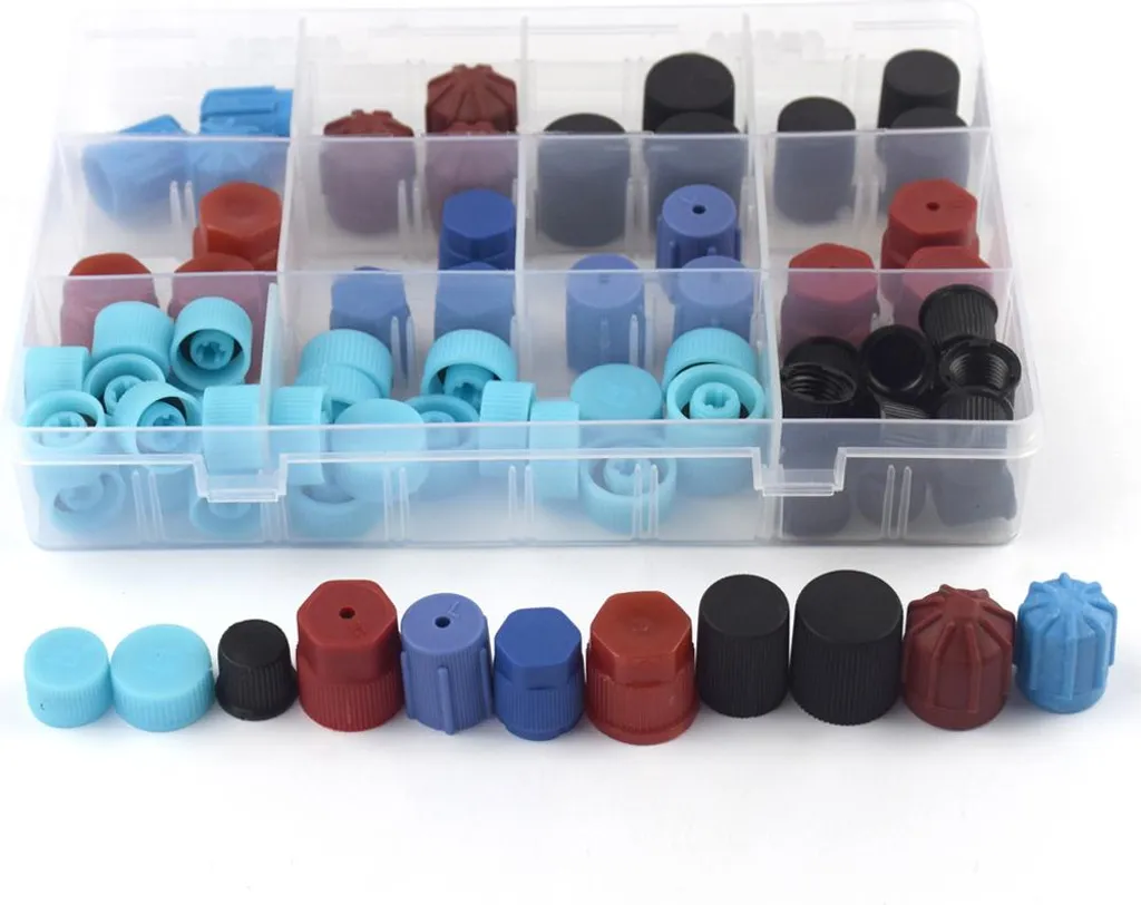 Réparer fuite clim auto avec ce kit de 77 bouchons et valves universels AC