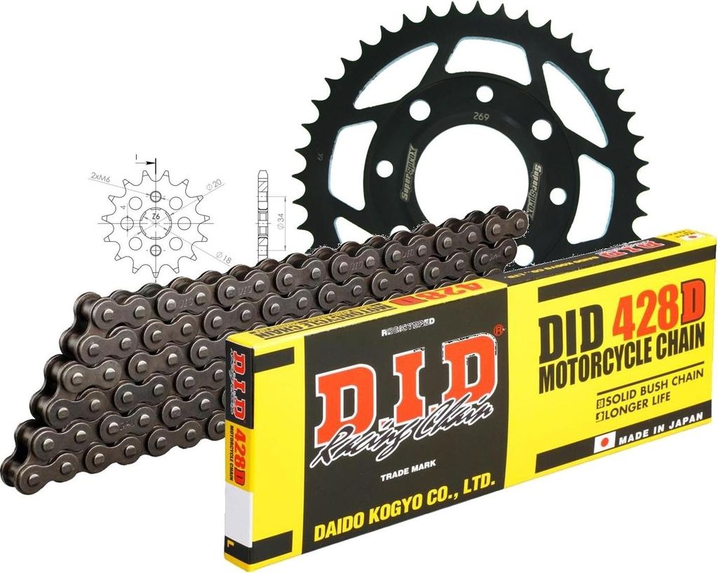 Kit Stahl passend für Honda CBX125 C - 14-44-128 DID428D Clip