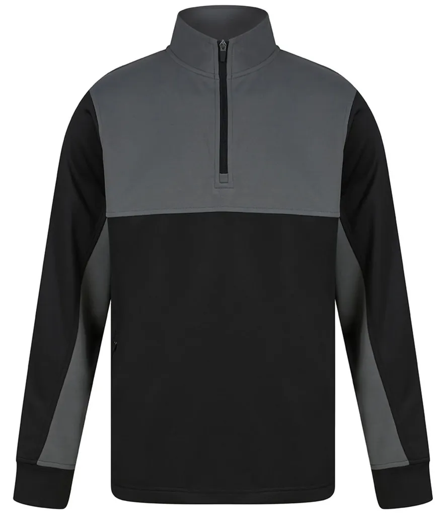Haut de sport homme quart de zip noir et gris XL pour l'entraînement