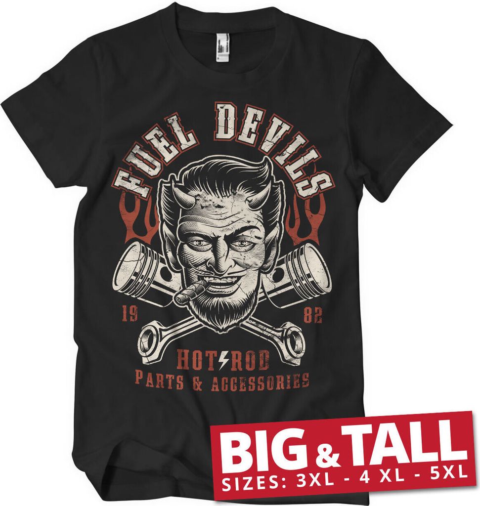 Fuel Devils Satans Pistons Big & Tall T-Shirt - 3XL - Black