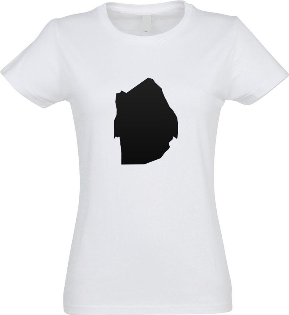 Kiwistar - T-Shirt tailliert - Damen - Weiss - Swasiland Umriss Kontur - mit Motiv Bedruckt - Funshirt Design - Sport - Freizeit - Damen - M