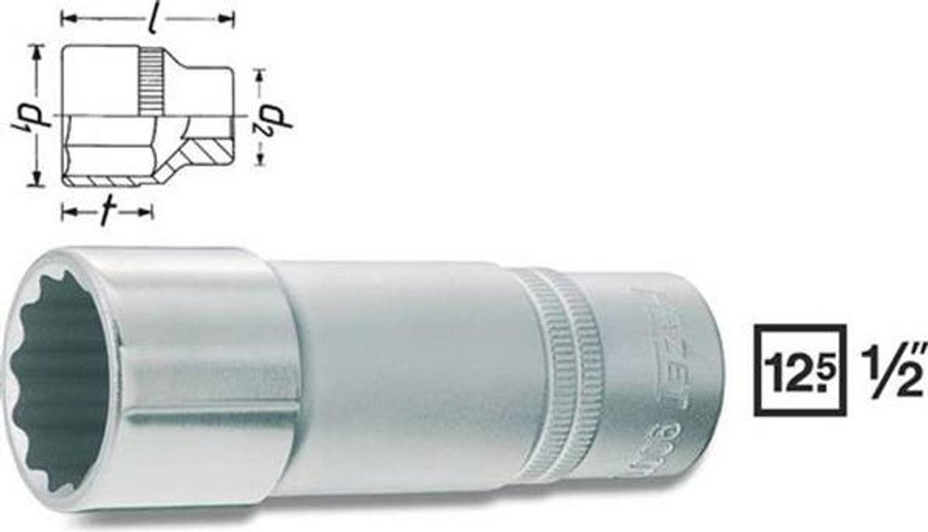 Hazet Steckschlüsseleinsatz 900TZ-11, 1/2 (12,5 mm) Vierkant hohl, Außen Doppelsechskant-Tractionsprofil, SW 11 mm