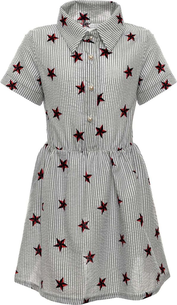 BEZLIT Mädchen Sommer Blusenkleid mit Sternchen Grau 122