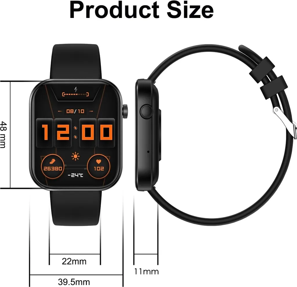 Smartwatch da uomo (ricevere/fare chiamate) impermeabile con altoparlante/microfono, chiamata Bluetooth da 1,8 pollici, cardiofrequenzimetro/pressione sanguigna, IOS Android - 7