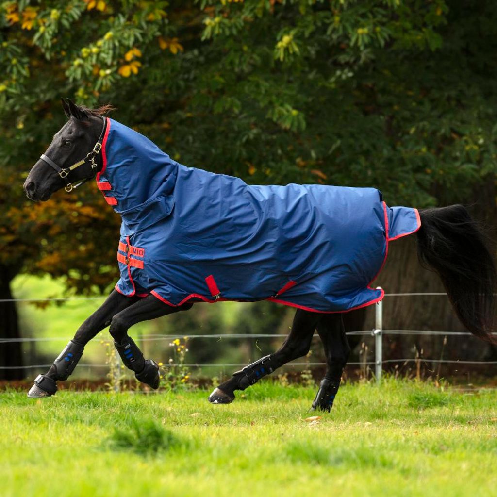 Horseware Mio All-In-OneTurnout 350g - Dark Blue & Red, 115