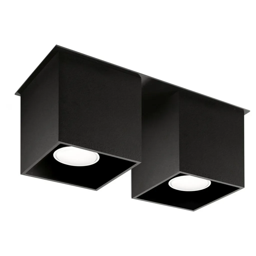 Plafonnier aluminium noir double QUAD 2 Sollux Lighting format 12x11cm