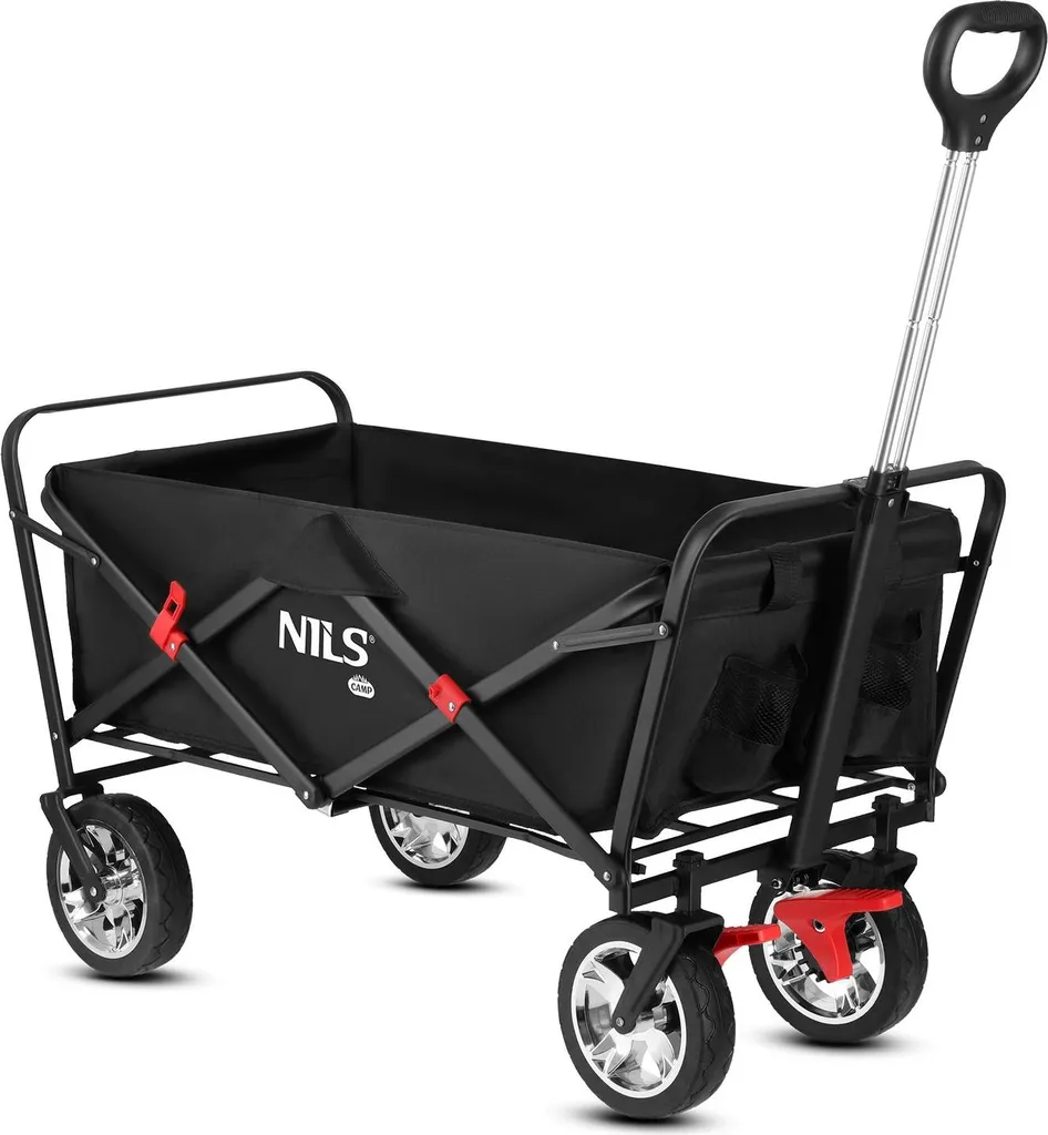 Chariot de jardin pliable noir 120L - remorque à main polyvalente
