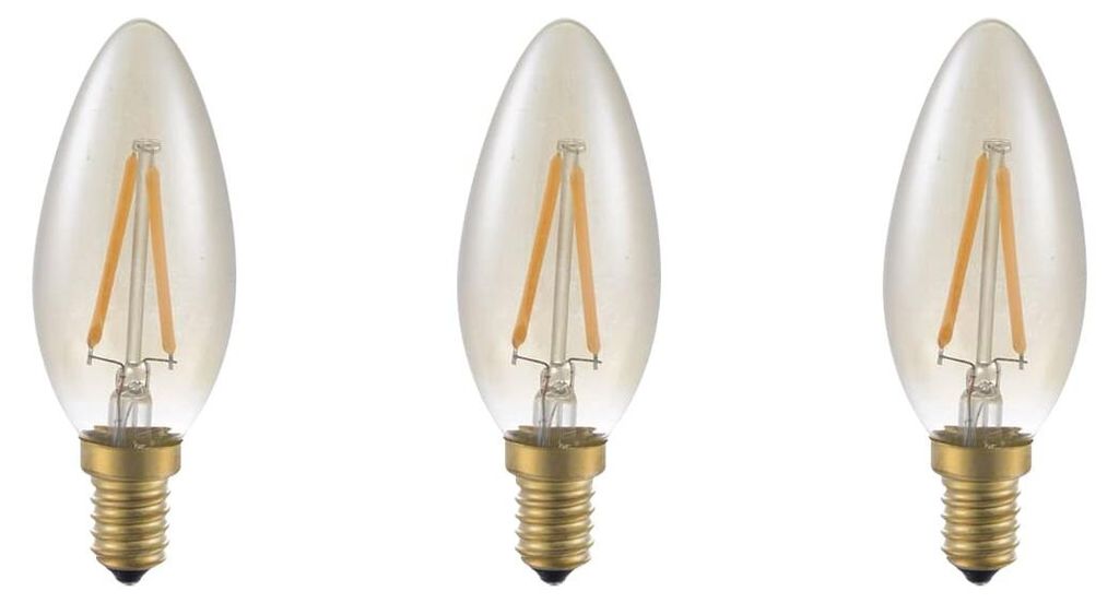 SPL E14 LED Filamentlampe C35 2W 2200K Extra Warmweiß Dimmbar 3 Stück