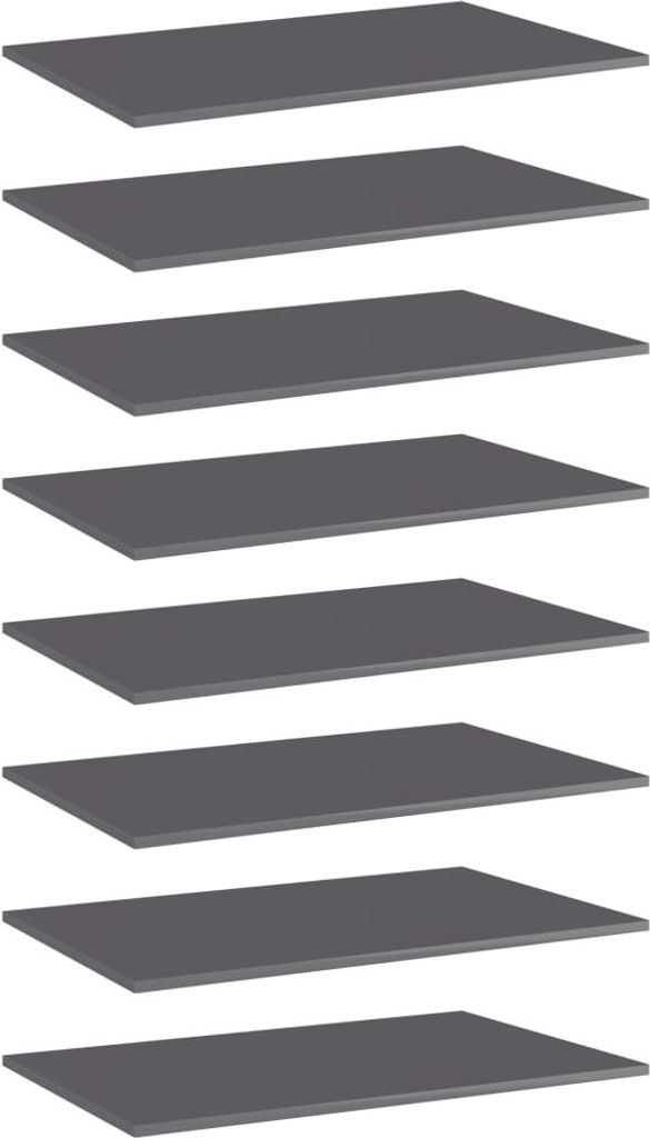 Bücherregal-Bretter 8 Stk. Hochglanz-Grau 80x50x1,5 cm