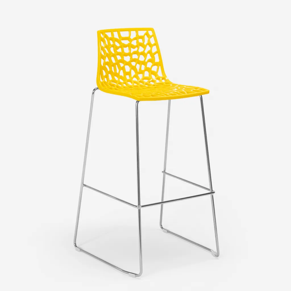 Tabouret de Bar 74 cm Spider Slitta Jaune : Confort et Gain de Place