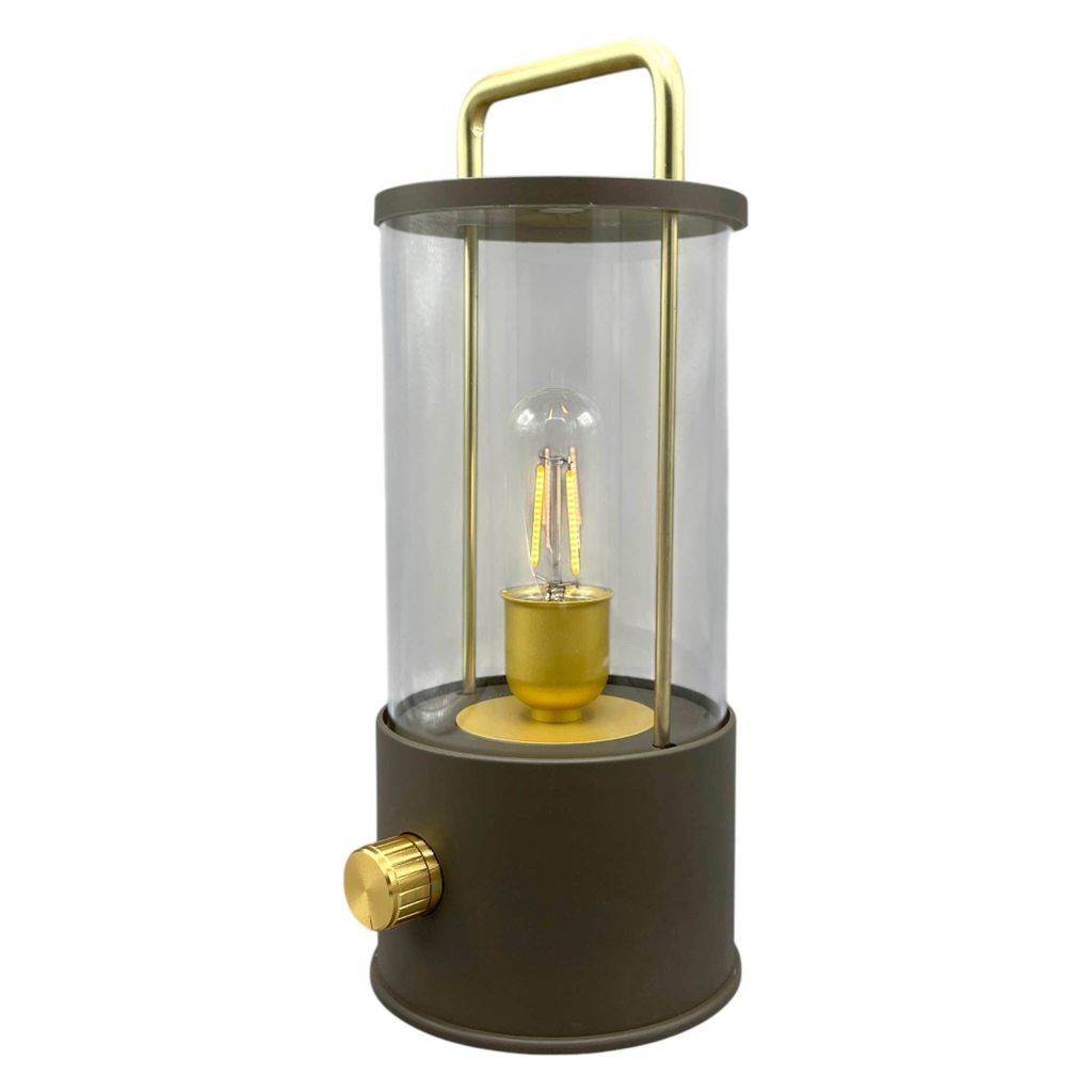 Coen Bakker Tischleuchte außen taupe usb dimmbar Filament LED warmweiß 11x26cm