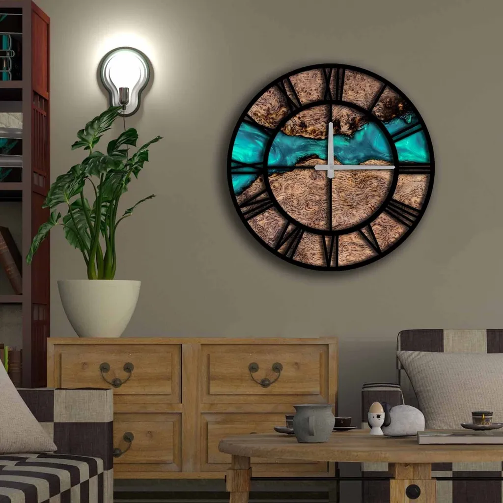 Horloge Murale 50x50 cm Multicolore en Bois MDF Haute Résistance