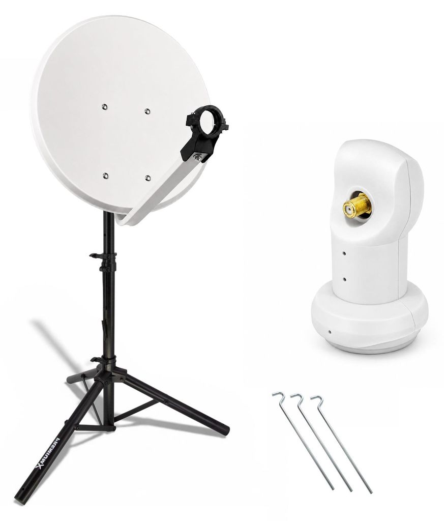 PremiumX mobile Camping SAT Anlage 45cm Antenne Hellgrau Produktbild 