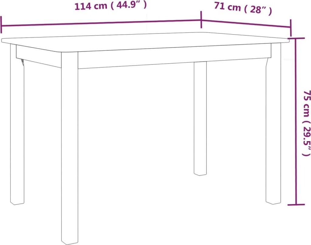 vidaXL Esstisch Wei 114x71x75 cm Massivholz Gummibaum