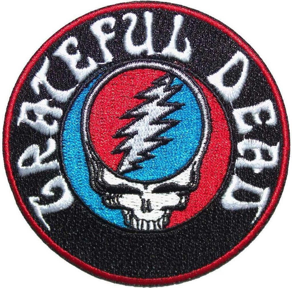 Grateful Dead - Logo - Aufnäher zum Aufbügeln "Steal Your Face" - Polyester gewebter Stoff RO11781 (Einheitsgröße) (Schwarz/Weiß)
