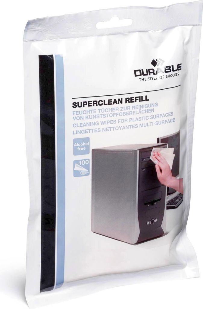 DURABLE Nachfüllpack Oberflächen Reinigungstücher SUPERCLEAN 100 Tücher