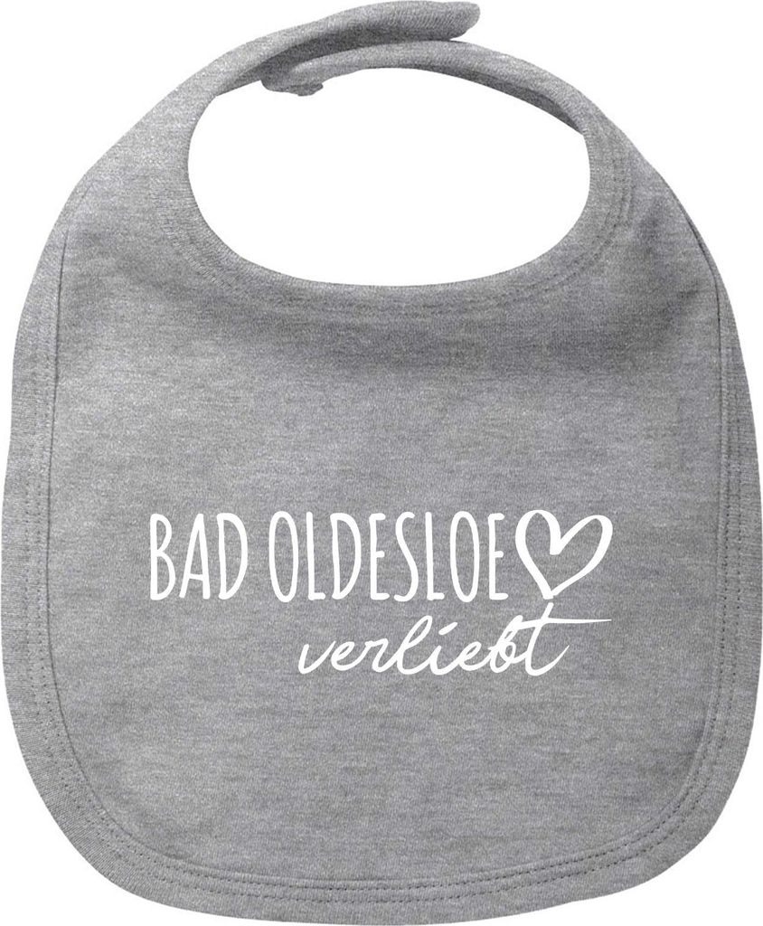 Huuraa Baby Lätzchen Bad Oldesloe verliebt Heather Grey Klettverschluss Baumwolle Latz Geschenkidee