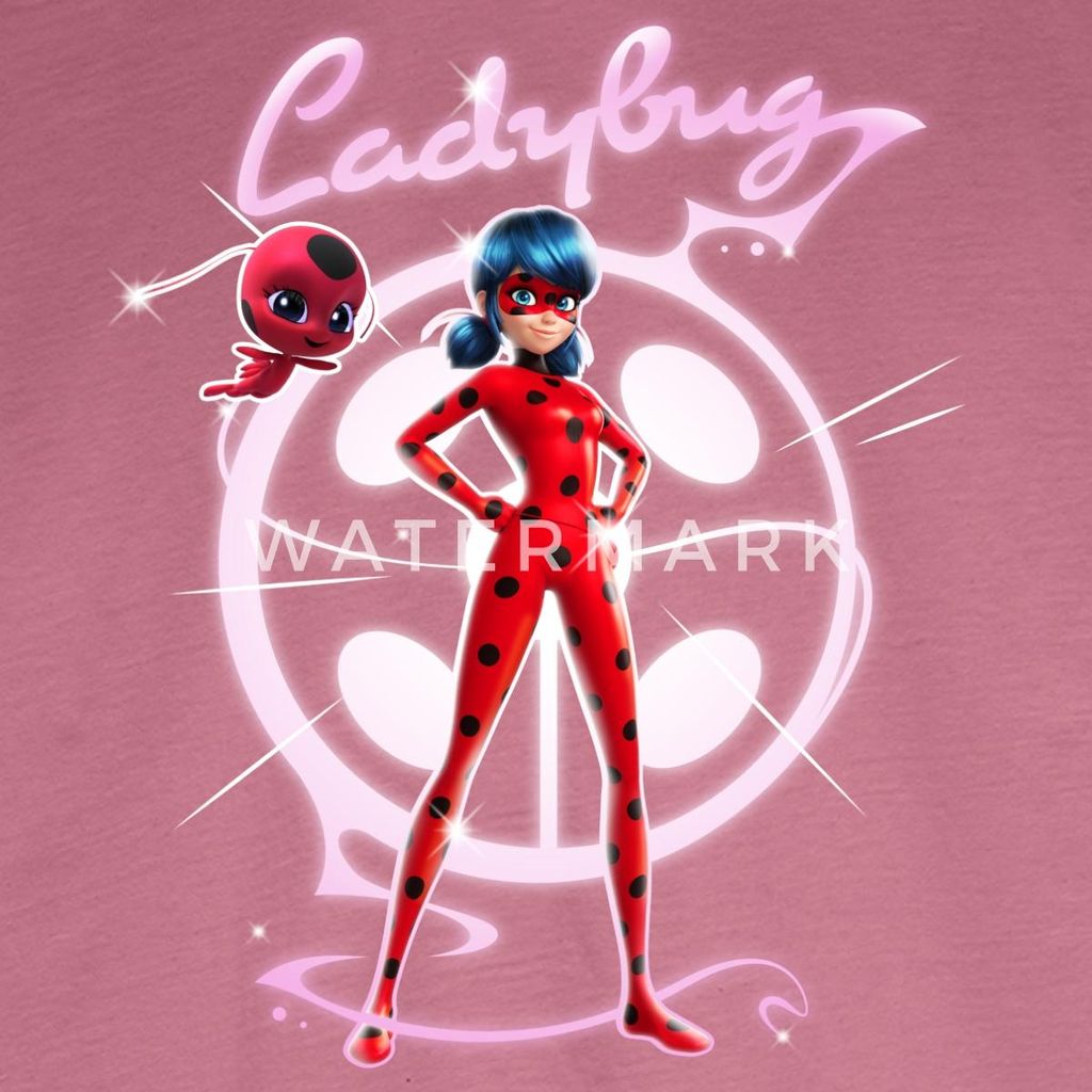 Spreadshirt Miraculous Ladybug Mit Tikki Kinder Premium Langarmshirt, 98/104 (2 Jahre), Mauve