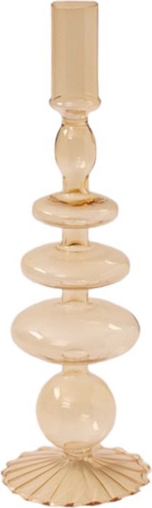 WinQ - Kerzenhalter aus Glas ockergelb 9x28cm- kandelaar glas