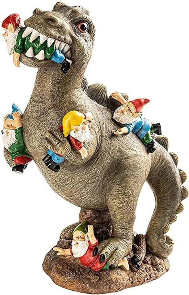 Dinosaure de jardin rigolo en résine incassable résistant aux UV 25cm