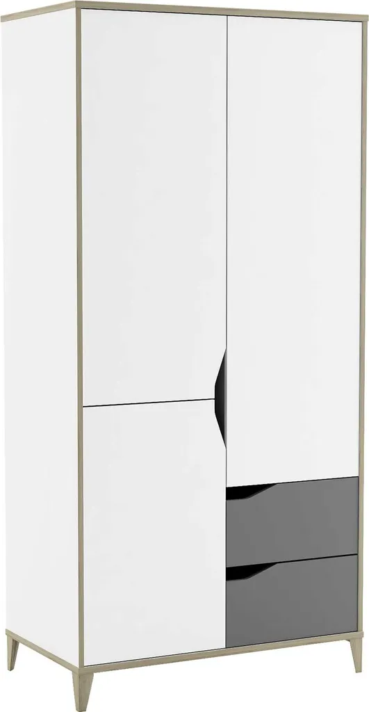 Armoire Gerry Gris Clair et Blanc Mat Chêne Kronberg pour Chambre