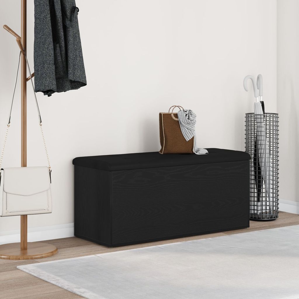 Möbel Bank mit Stauraum Schwarz Eiche 100x40x45 cm Holzwerkstoff - Sitzbänke 862985