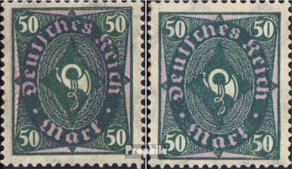 Briefmarken Deutsches Reich 1922 Mi 209P,209W, beide Typen dicke und dünne Posthornschnur postfrisch Posthornzeichnung