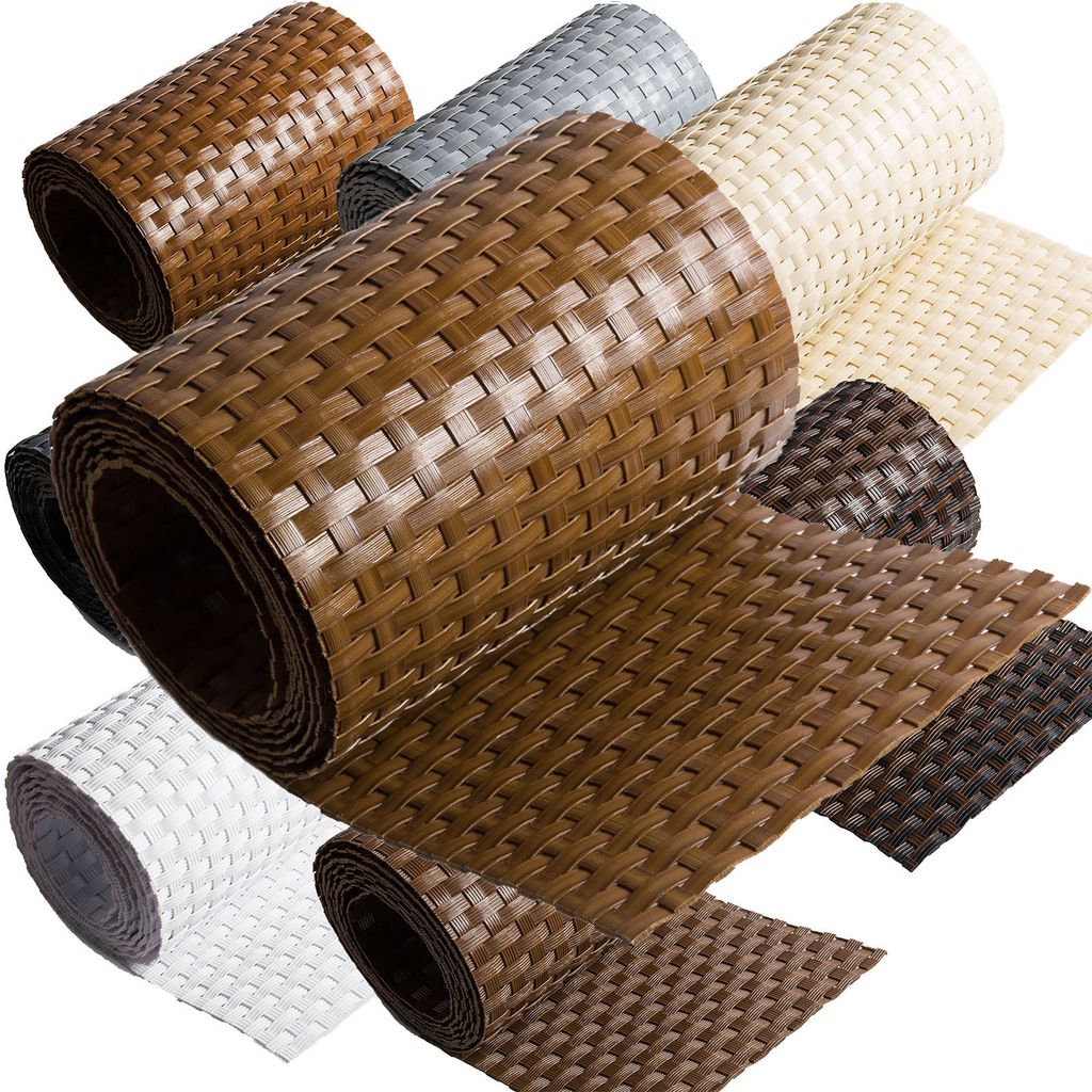 ECI Poly-Rattan Sichtschutzstreifen für Doppelstabzaun 19 | 255cm Hell Braun RD13 1 Rolle