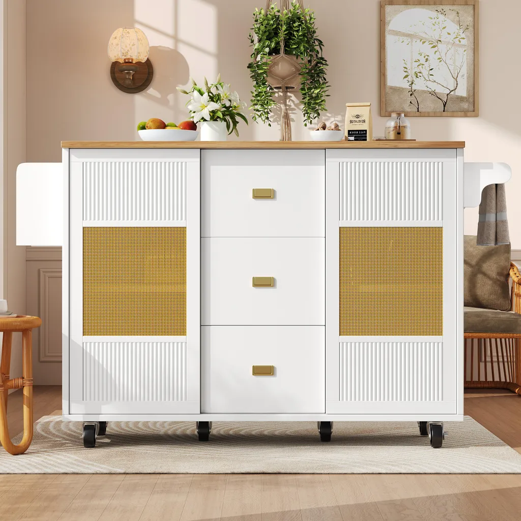 Desserte de Cuisine à Roulettes avec Buffet de Rangement Modulable