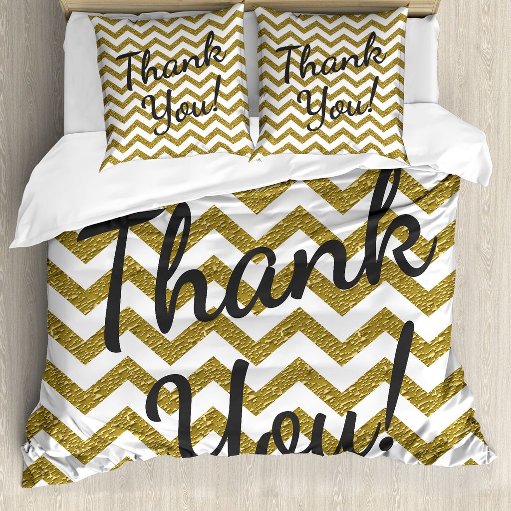 ABAKUHAUS Modern Bettbezug, Vielen Dank, DASS Sie Wörter Zigzag, Milbensicher Allergiker geeignet mit Kissenbezügen, 200 cm x 200 cm - 80 x 80 cm...