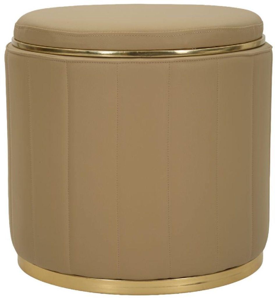Pouf met opbergruimte, Polyurethanleerlook, diameter 46,5 x Productafbeelding 