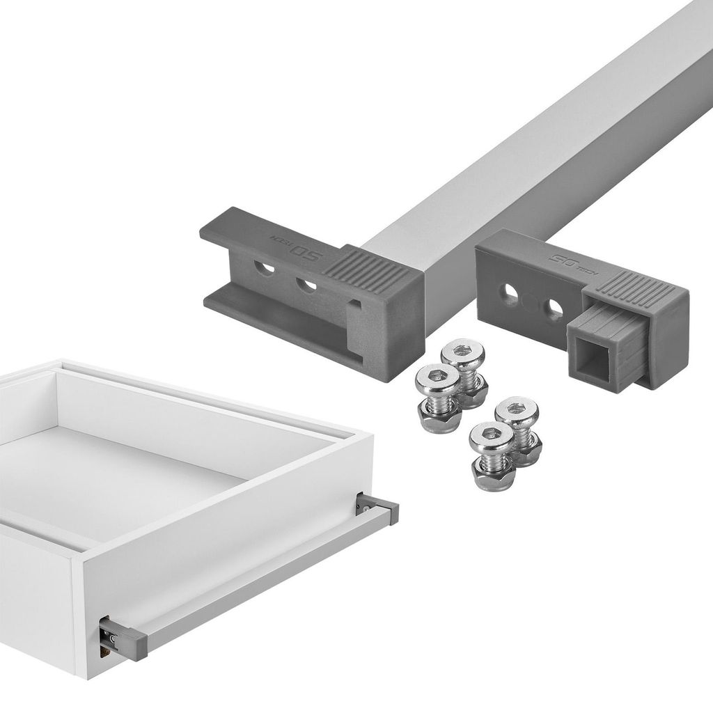 SOTECH Einhandverriegelung EHG-SKF – Schubladenbreite bis 600 mm, mit Front, grau (1 Set)
