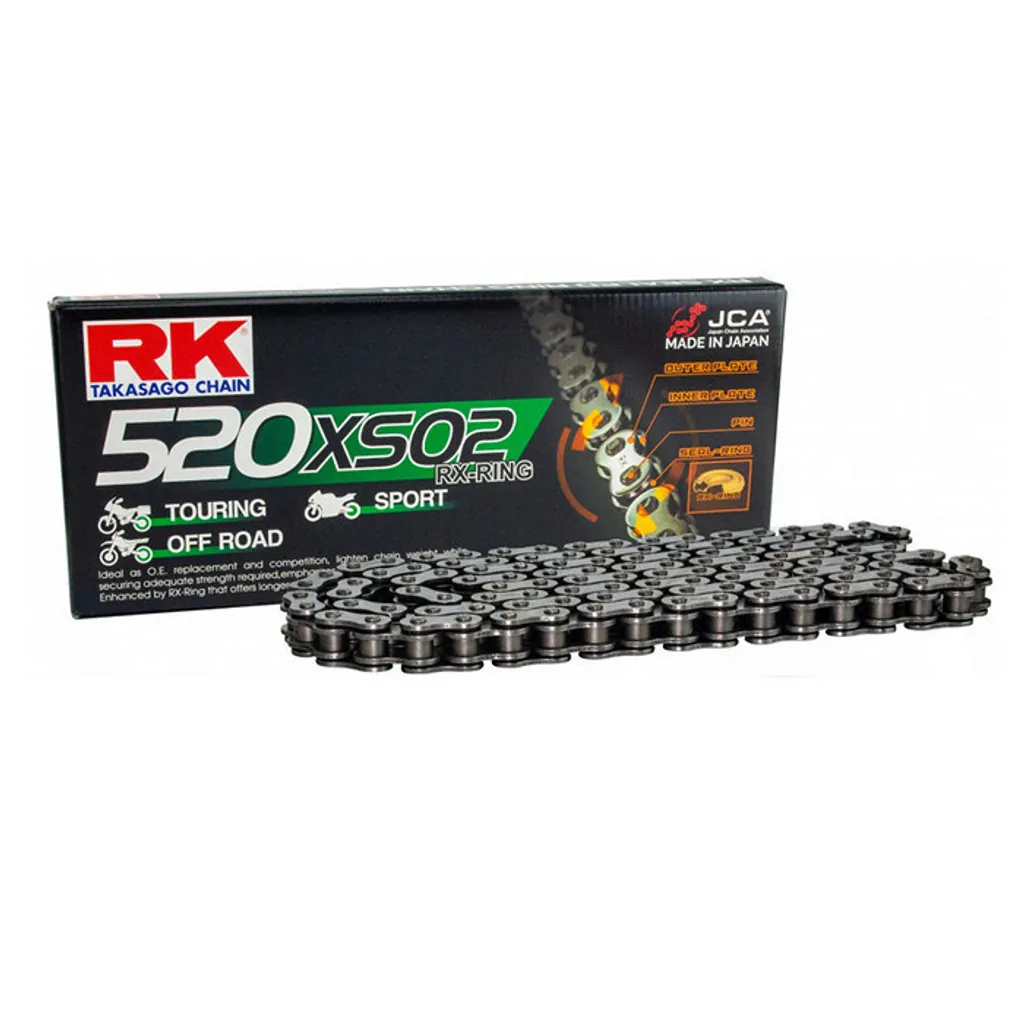 Chaîne moto RK 520XSO2 pas 520 de 102 maillons avec joints RX-Ring