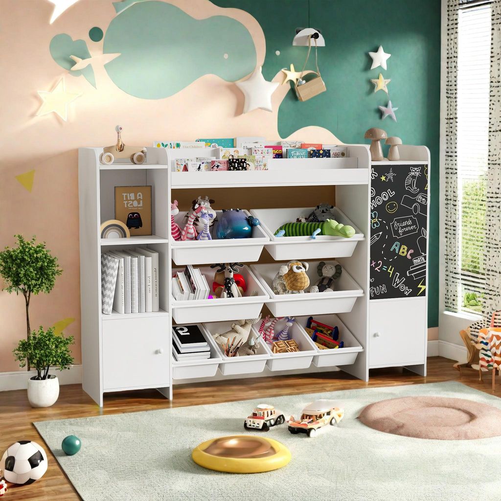 Kinderregal, 4-stöckig mit 5 Fächern und 8 herausnehmbaren