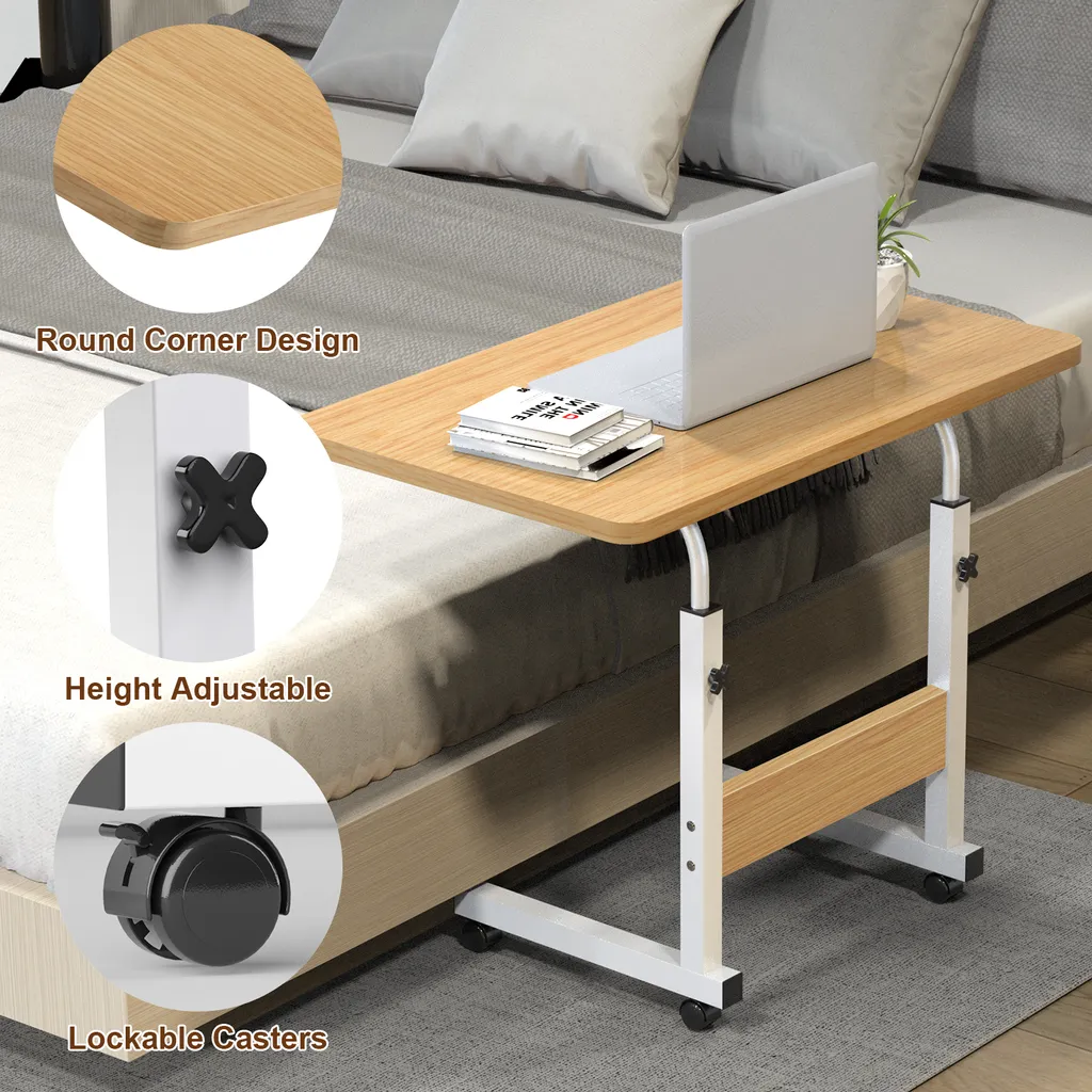 Petit Bureau Informatique Mobile 60x40cm - Table de Travail à Roues - 2