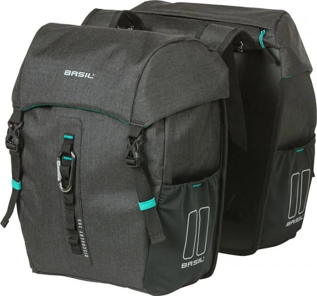 Sacoche double vélo Basil MOVE MIK 2.0 30L noire pour courses et vélotaf